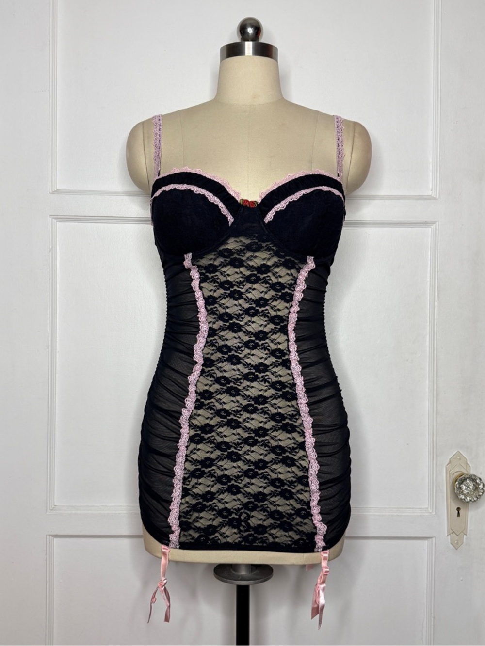 Jezebel black and pink lingerie dress